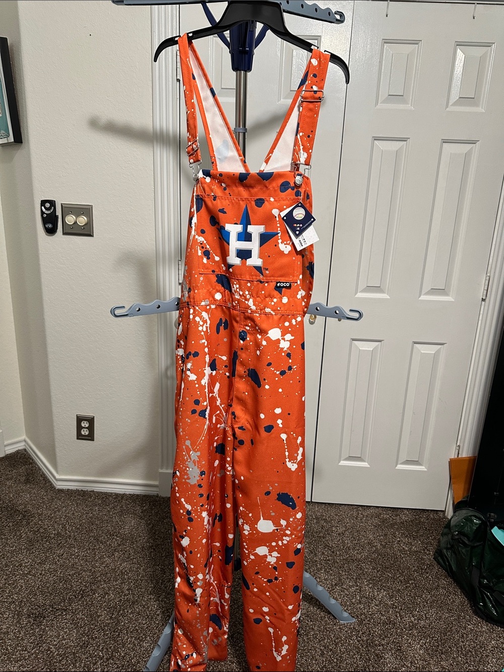 Houston Astros Orange Paint-Splash Overalls
